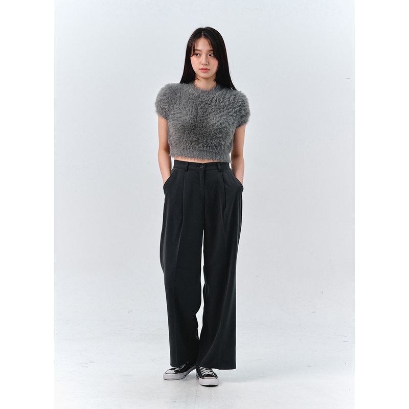 Pintuck Tailored Pants OO316|Dark gray|Beige|Black|S|M|L|1XL|2XL