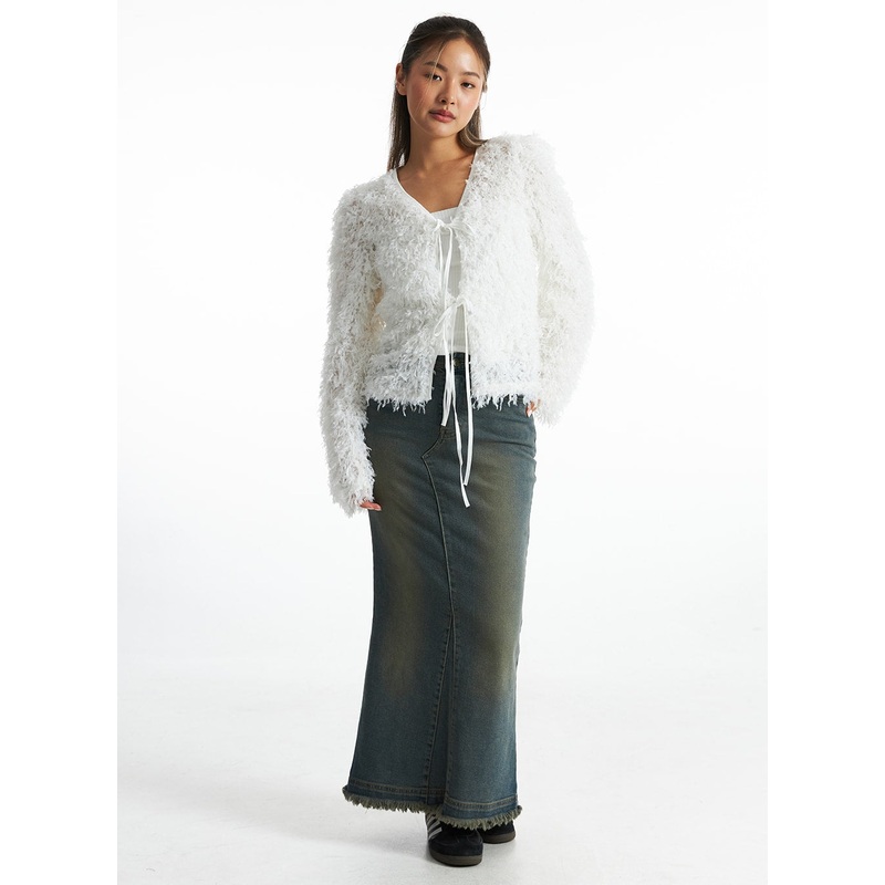 Retro Flared Denim Maxi Skirt CO318