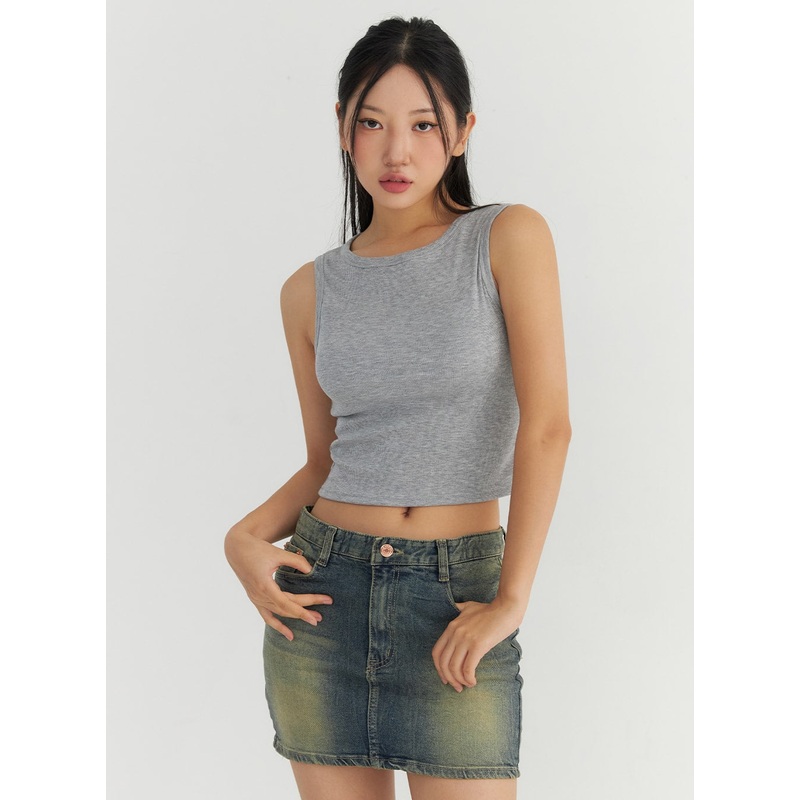 Rib Crop Tank Top CO304|Gray|White|Black|S/M