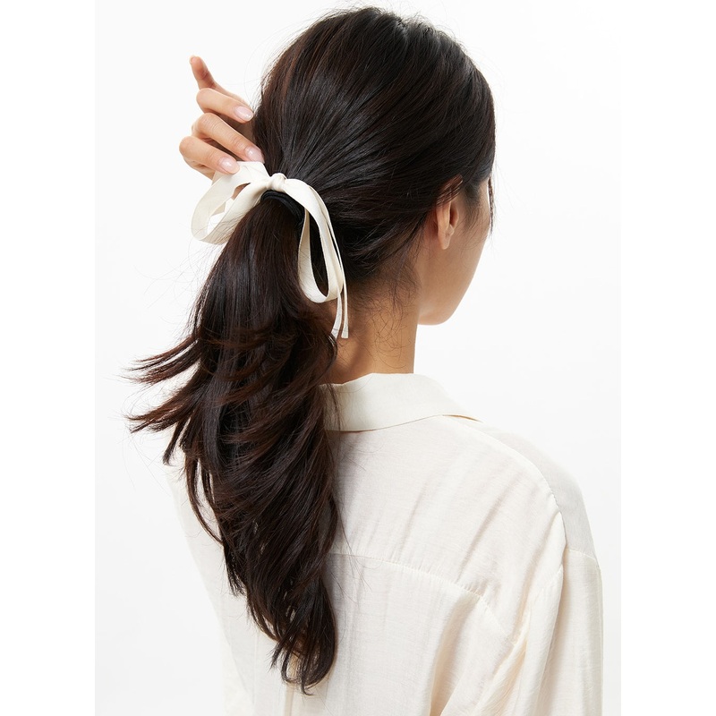 Ribbon Hair Scrunchie OS313|Light beige|Pink|Black|One Size