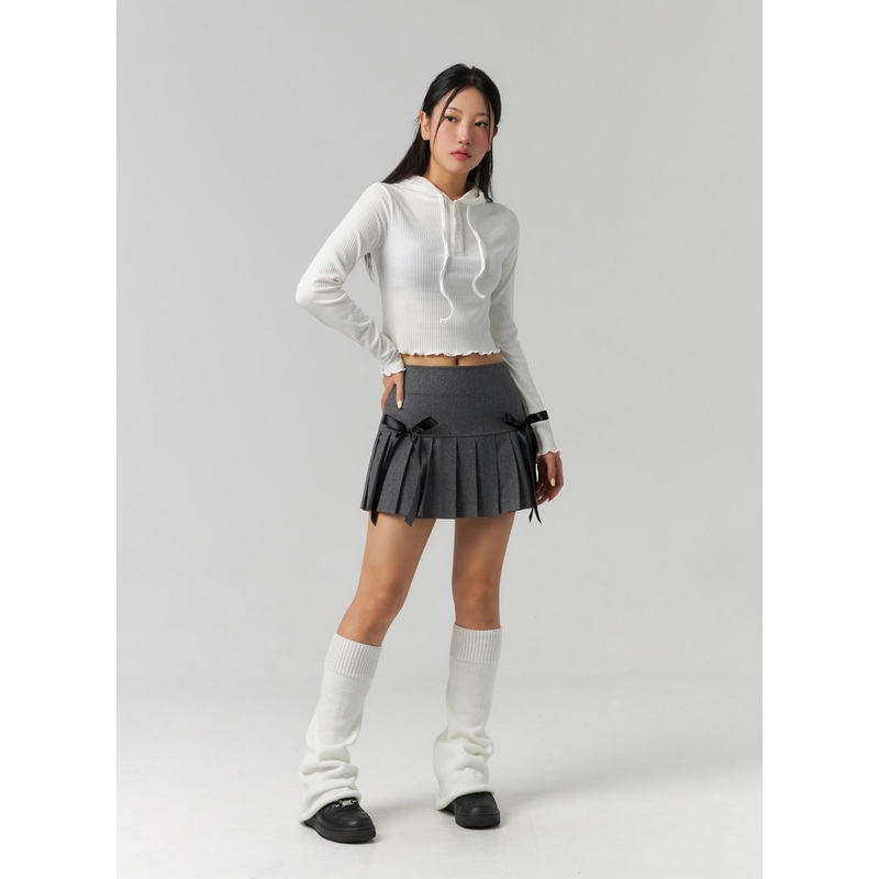 Ribbon Pleated Mini Skirt CS320