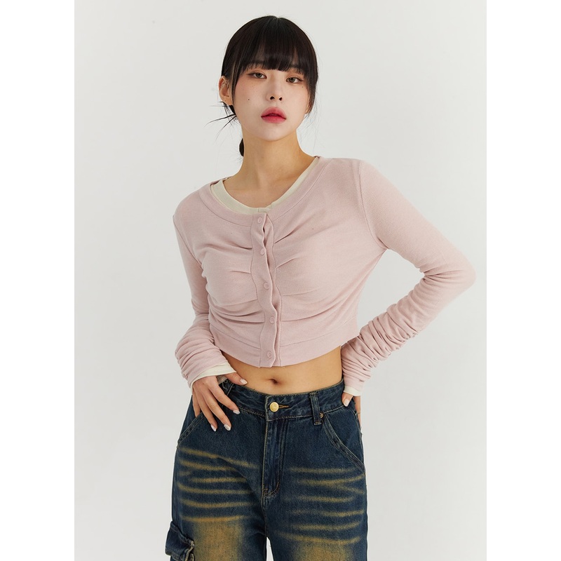 Ruched Button Down Cardigan CO319