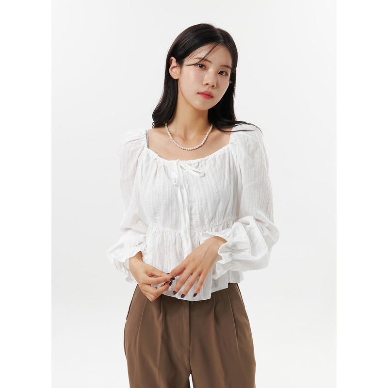 Ruffled Square Neck Blouse OO312