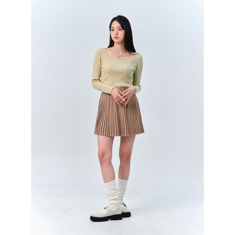 Solid Pleated Mini Skirt OO312