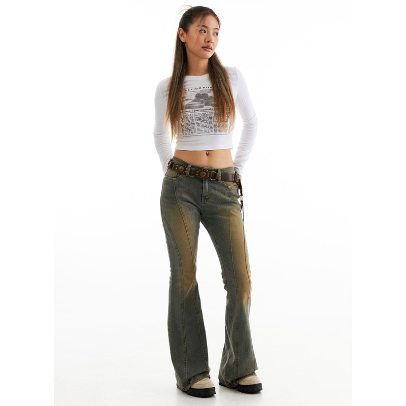 Stitched Bootcut Jeans CO313|Blue|S|M|L