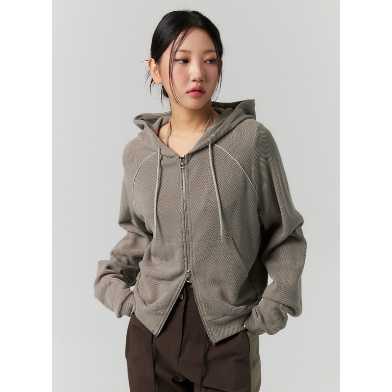 Two-Way Zip Hoodie CS311|Dark beige|Light blue|Dark gray|S/M