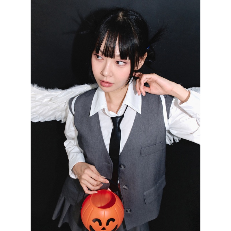 Vest and Mini Skirt Set IS322|Dark grey|Black|S/M