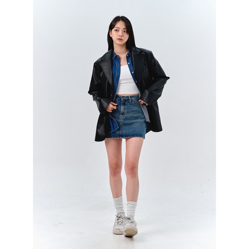 Washed Denim Mini Skirt OO316|Blue|S|M|L