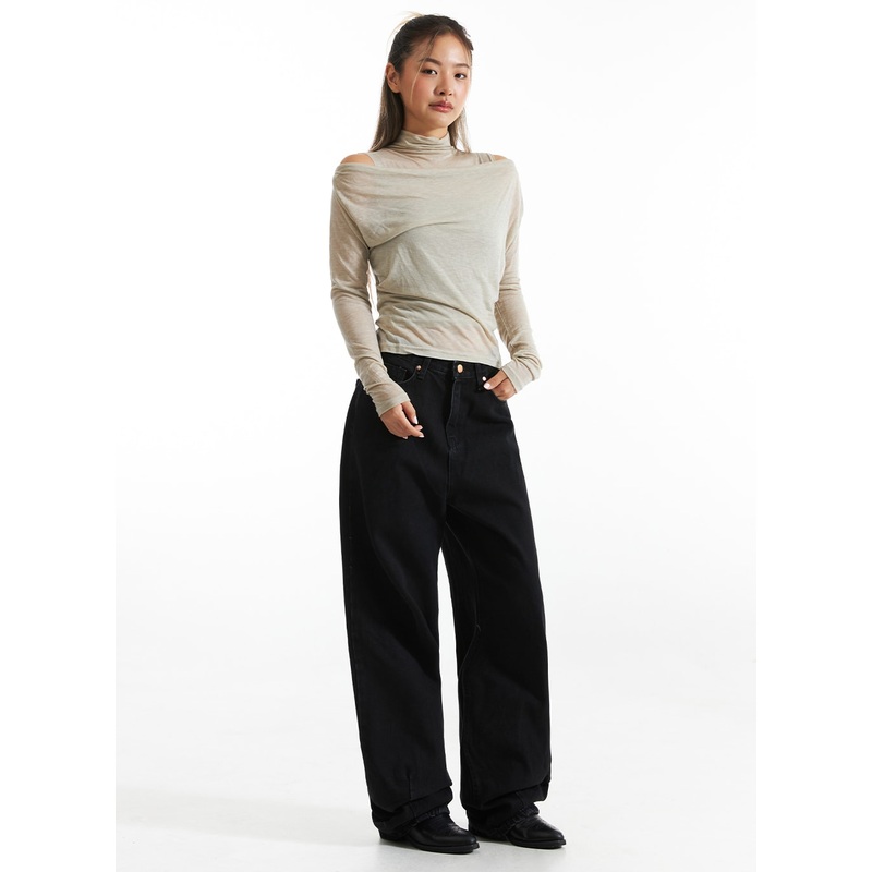 Wide-Fit Black Jeans CO313|Black|S|M|L