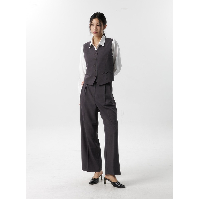 Wide Fit Tailored Pants IS315|Light beige|Dark gray|Black|S|M|L