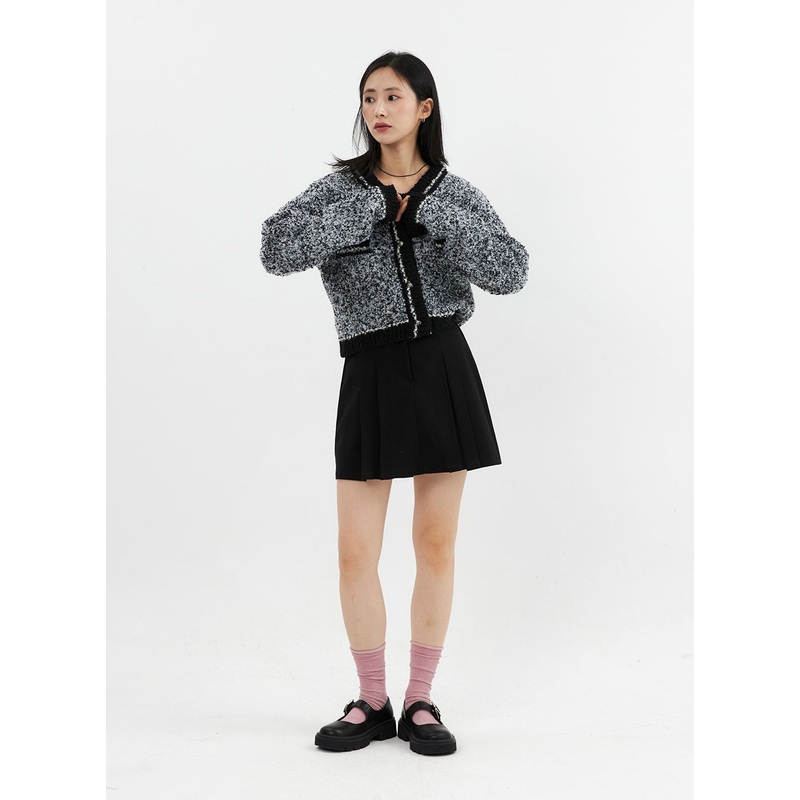 Wool Blend Mini Skirt OO305|Black|Dark gray|S/M
