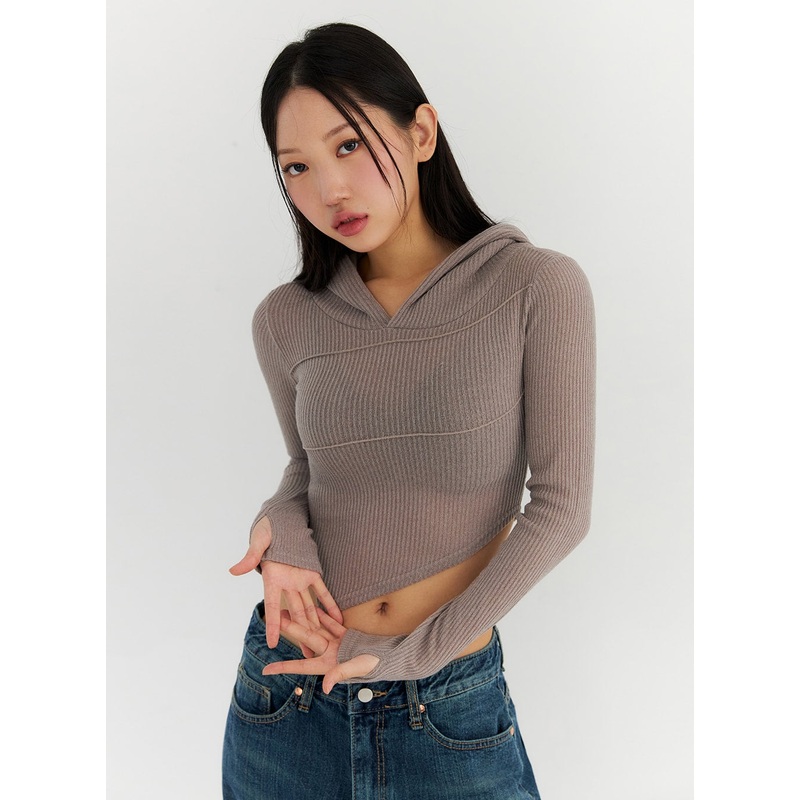 Asymmetrical Crop Hooded Tee CN314