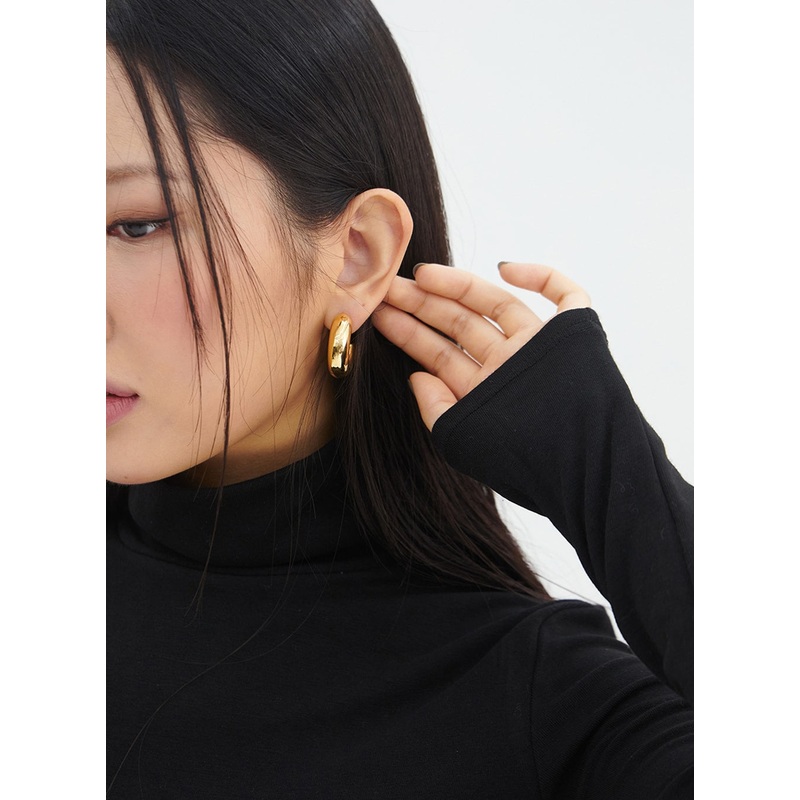 Bold Hoop Earring IN317|Dark yellow|Light gray|One Size