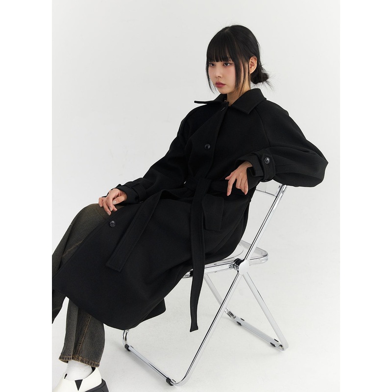 Collared Maxi Coat CN301|Black|Beige|M/L