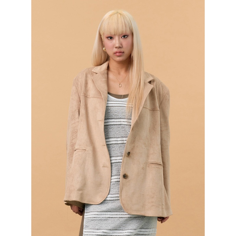 Faux Suede Blazer Jacket IN301