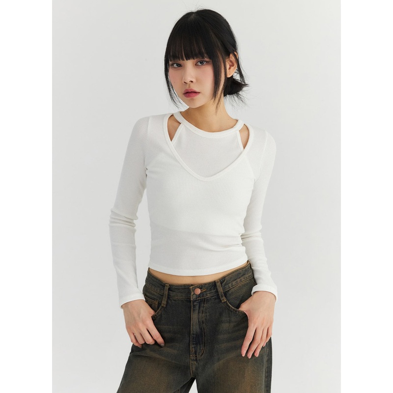 Halter Neck Layered Crop Tee CN301
