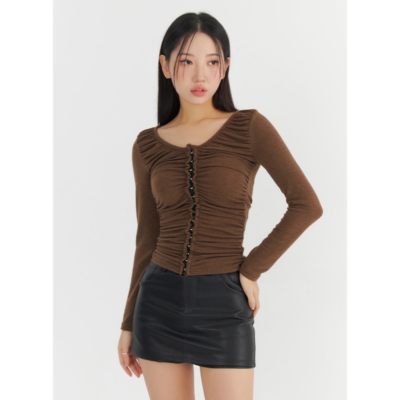 Hook Button Shirred Cardigan CO325