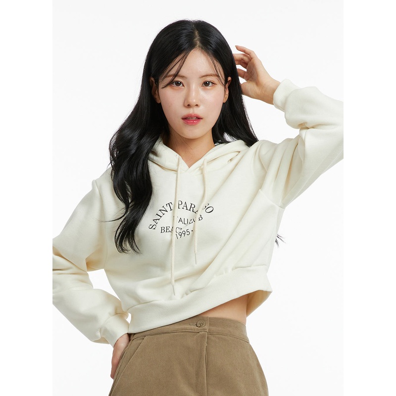 Lettering Hooded Crop Sweatshirt ON315