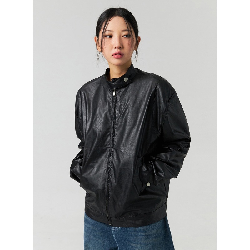 Loose Fit Faux Leather Jacket CO323