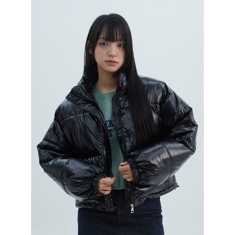 Metallic Crop Puffer Jacket ON310