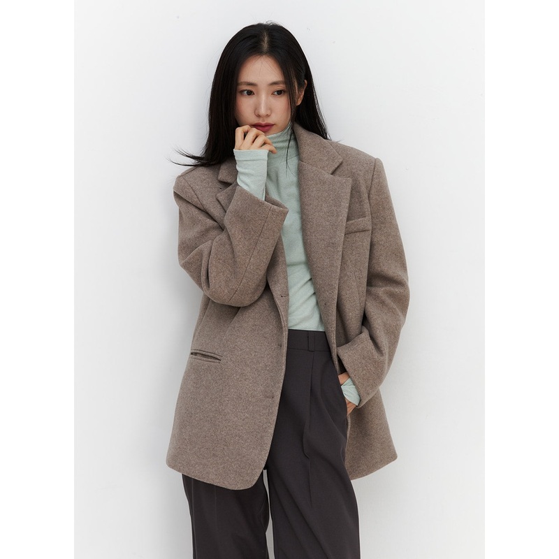 Notched Collar Wool Blazer OO325