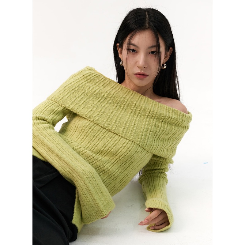 Off-Shoulder Rib Sweater IO320