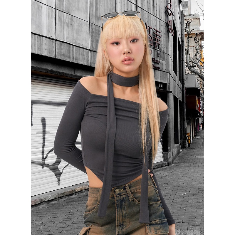 Off-Shoulder Skinny Scarf Set IN301