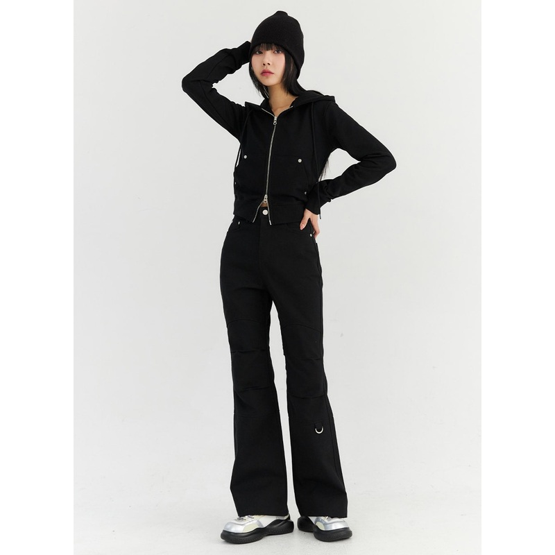 Pintuck Bootcut Pants CN306|Black|Beige|Dark gray|S|M