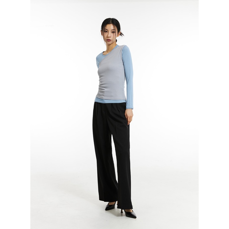 Pintuck Straight Leg Pants IN308