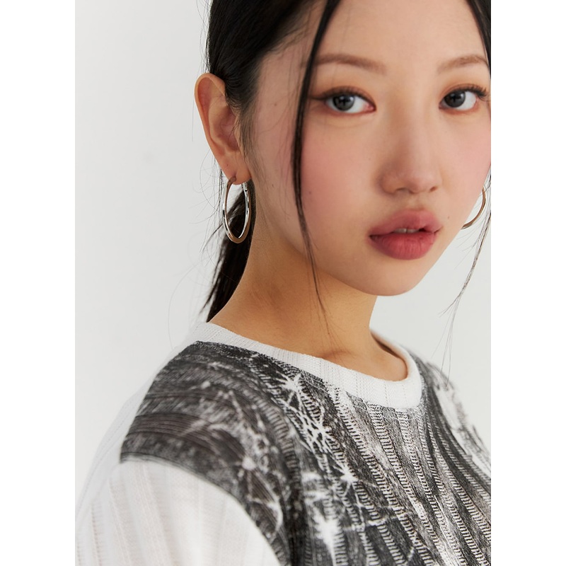 Simple Hoop Earrings IN317|Light gray|Dark yellow|One Size