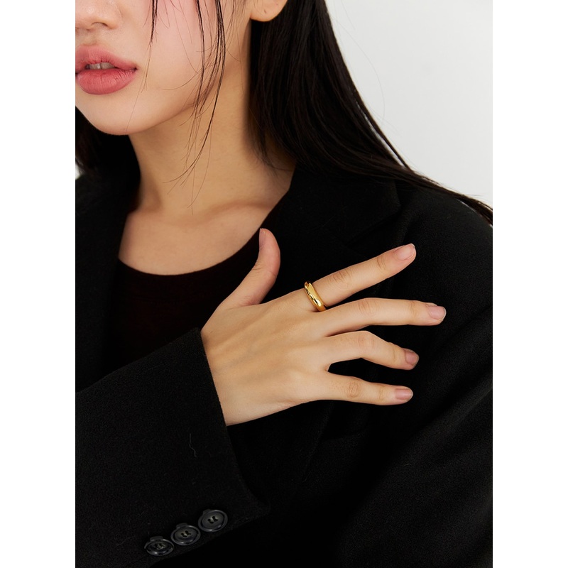 Simple Ring IN317|Dark yellow|Light gray|One Size