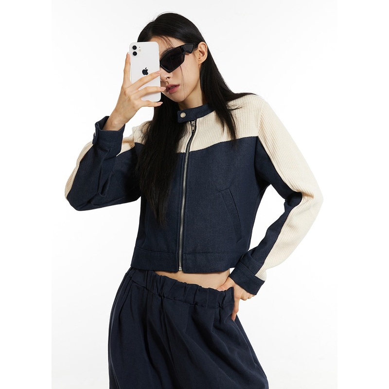 Slim Fit Color Block Jacket IN308