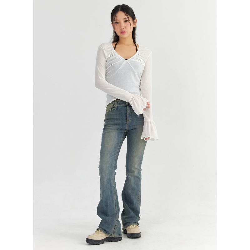 Slim Washed Bootcut Jeans CO327
