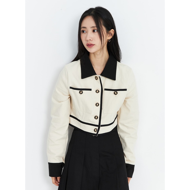 Two Color Buttoned Jacket OO323
