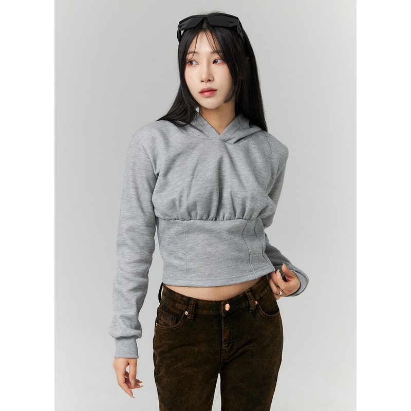 Wide Band Shirring Hooded Top CN320