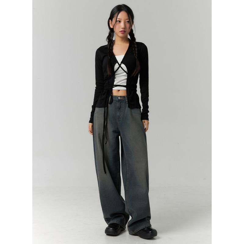 Wide Fit Washed Jeans CN324|Blue|Black|S|M|L