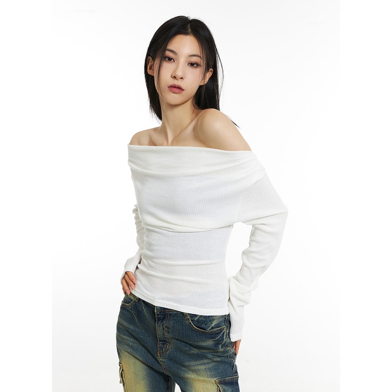 Wide Neck Off-Shoulder Tee IN308