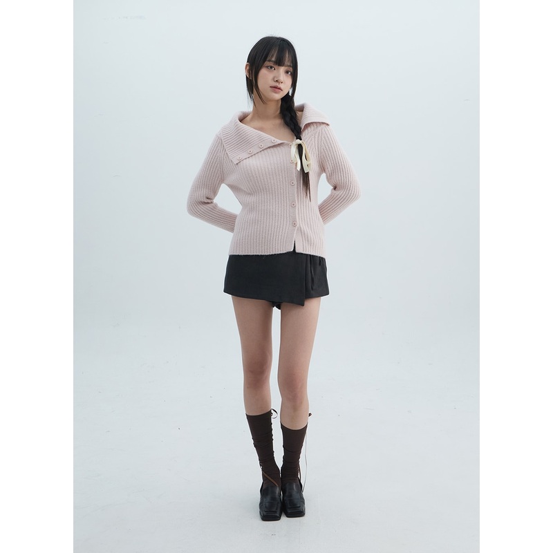 Wrap Ribbon Tie Skorts ON313|Dark gray|Beige|Black|S|M