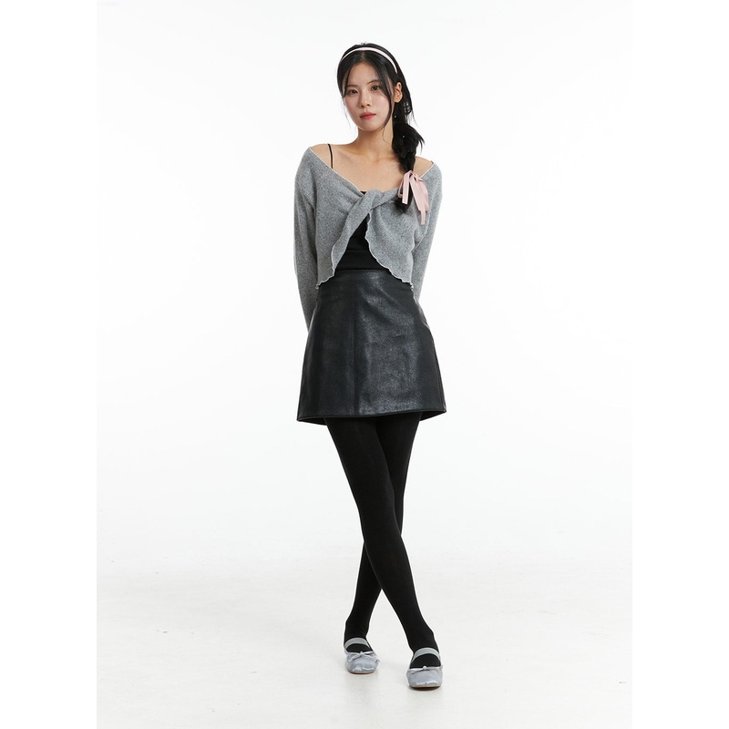 A-Line Faux Leather Mini Skirt OD301