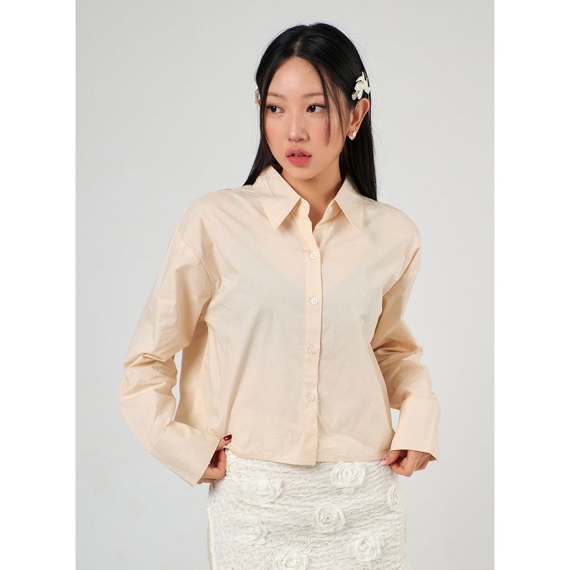 Buttoned Collar Crop Shirt IJ403