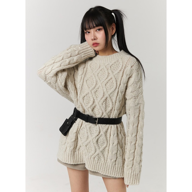 Cable Knit Sweater Mini Dress CJ405