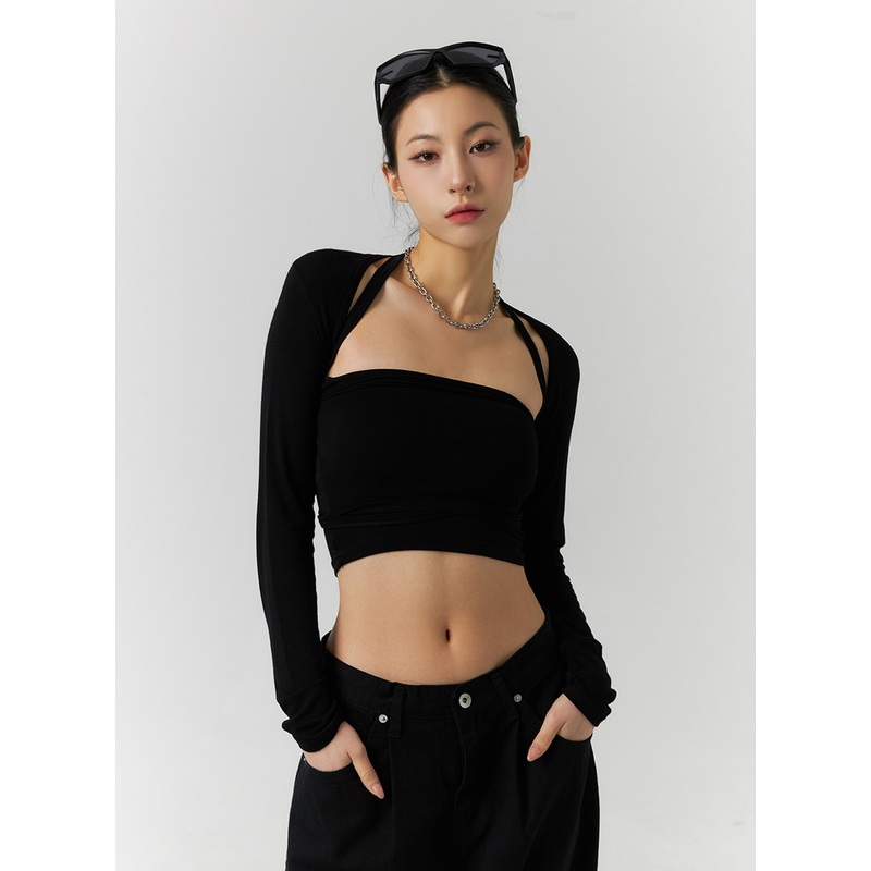 Cardigan with Cami Set ID305|Black|White|Dark brown|S/M