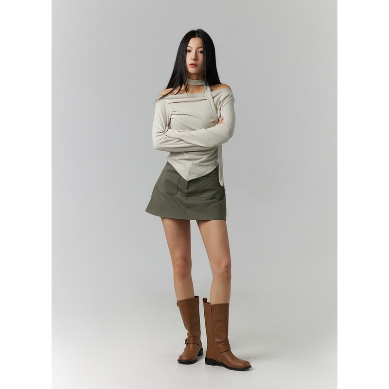 Cargo Mini Skirt ID305|Dark green|Beige|Black|S|M