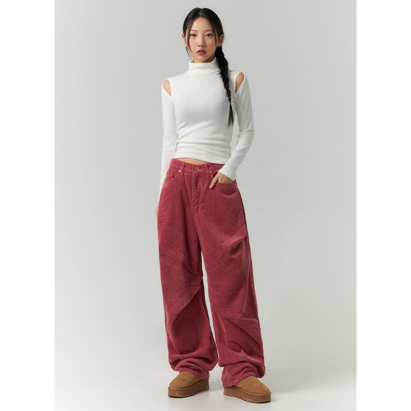 Corduroy Pintuck Wide-Leg Pants CD307