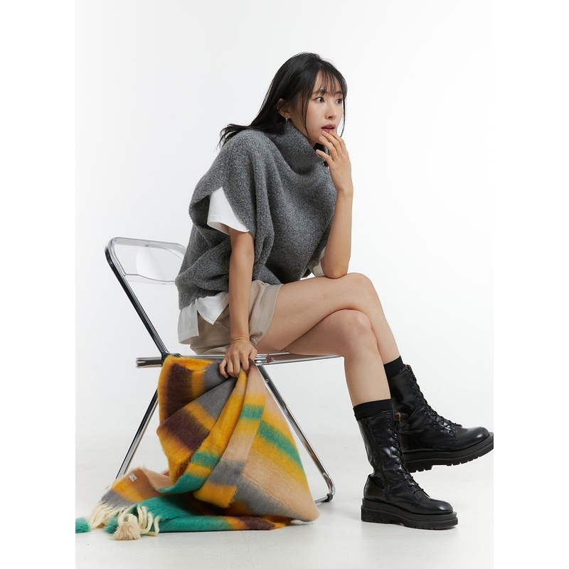 Cozy Knit Vest OD308|Gray|Beige|Dark gray|S/M