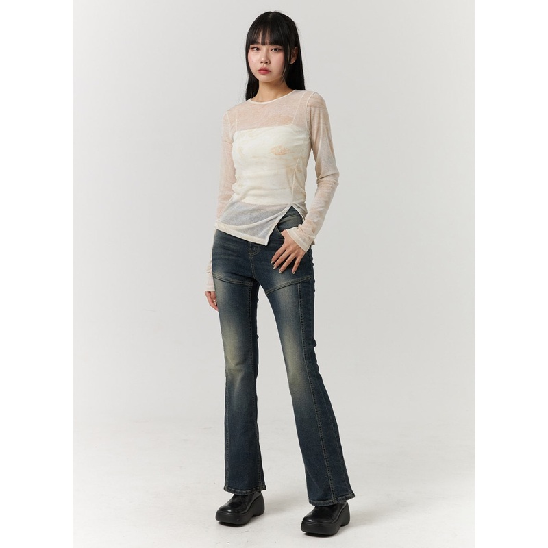 Denim Middle Waist Flared Jeans CJ405