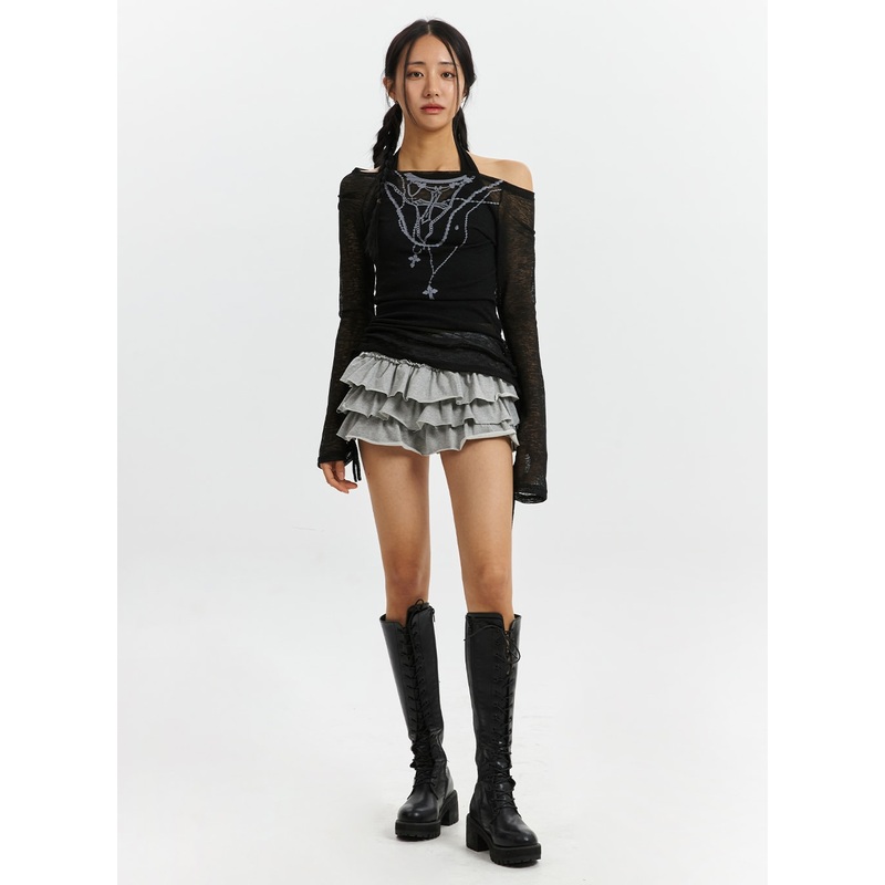 Frill-Layered Mini Skirt CD321