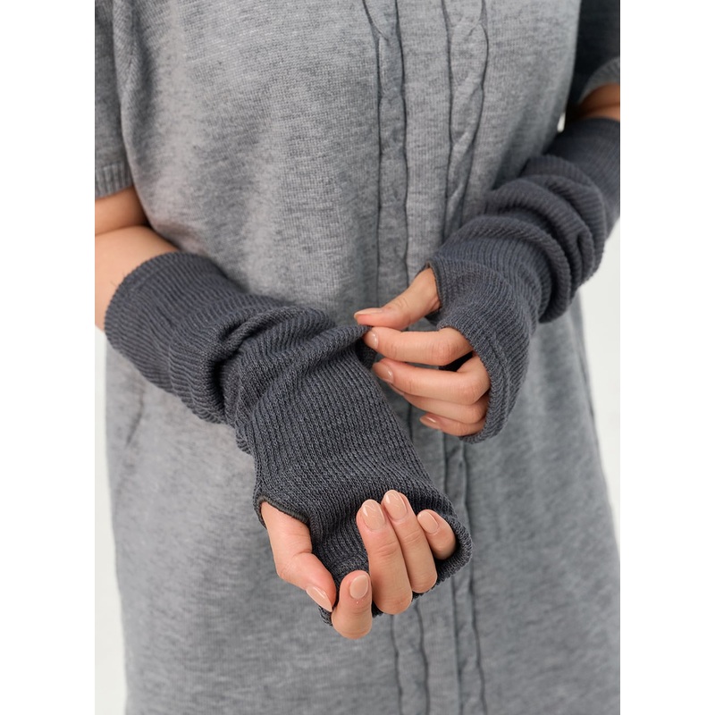 Knitted Arm Warmer OO331|Dark gray|Black|Beige|One Size