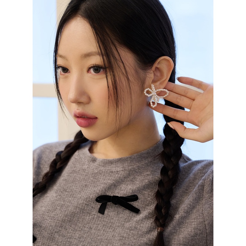 Ribbon Earrings OD327|White|one size
