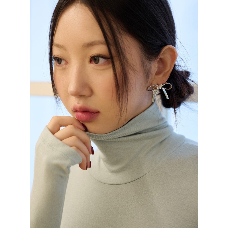 Ribbon-Shaped Earrings OD327|Light gray|Dark yellow|one size